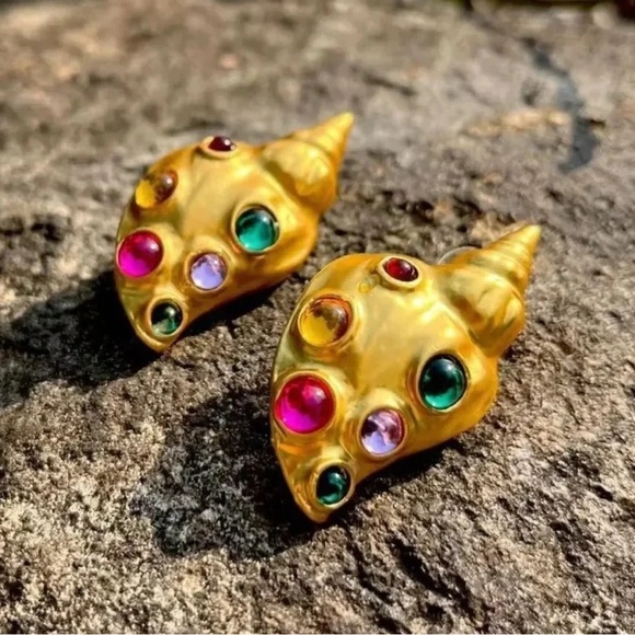 Zara Gold Colorful Shell Earrings - Picture 2 of 14